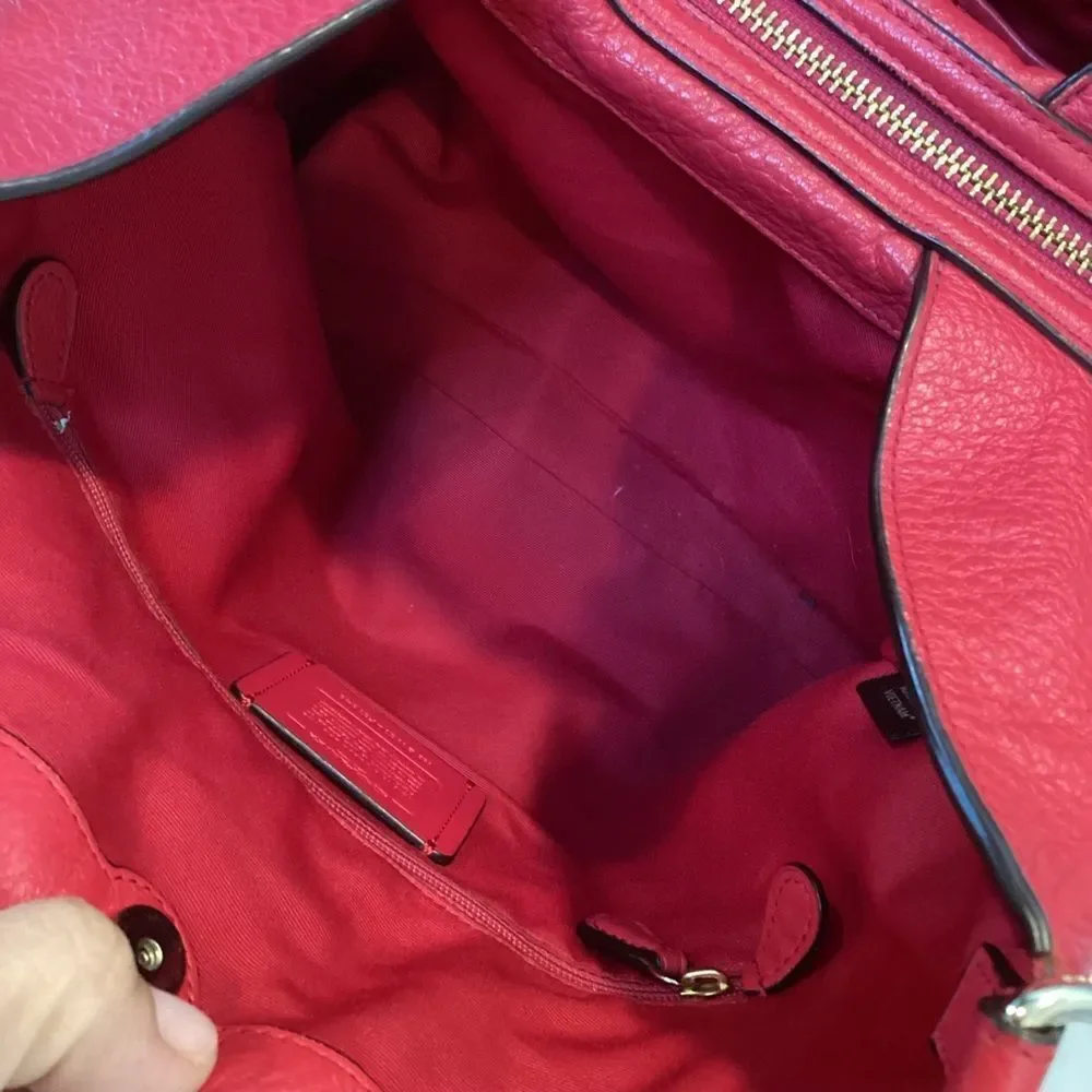 Coach Purse Handbag Leather Large Lexy Red Pebbled Shoulder Bag Pocketbook